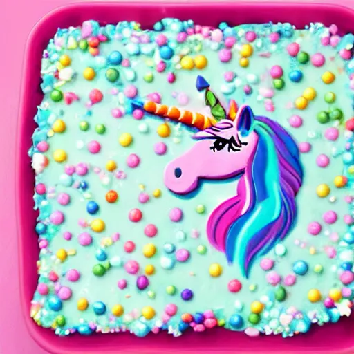 Image similar to a unicorn with sprinkles flowing around it