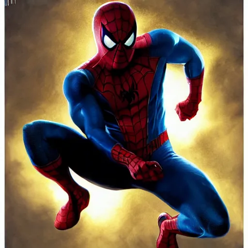 Image similar to ryan reynolds as spider - man, wearing a black and blue suit, cinematic, volumetric lighting, f 8 aperture, cinematic eastman 5 3 8 4 film, photorealistic by greg rutkowski, by stanley artgerm, by alphonse mucha