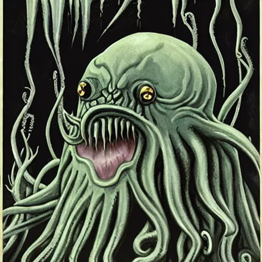 Image similar to Cthulhu Christmas by Charles Addams and H.R. Giger