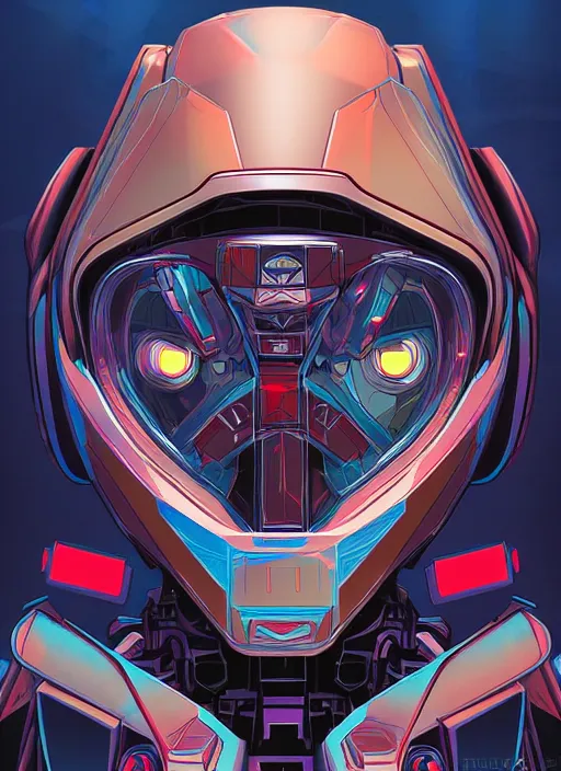 Image similar to concept art by dan mumford of a mask of girl mecha, digital painting, sharp focus, illustration