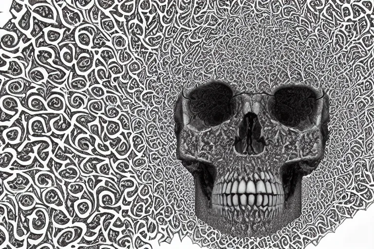 Image similar to a fractal within a fractal within a fractal within a fractal within a fractal all contained in a human skull