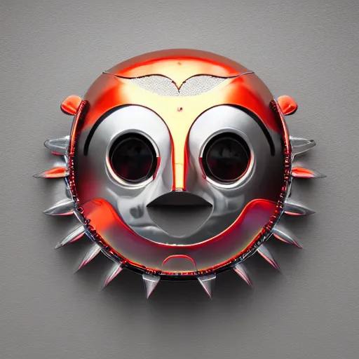 Prompt: chrome majora's mask, glossy, metallic, neon, symmetrical, tribal patterns, realistic, unreal engine, octane redshift, artstation, behance