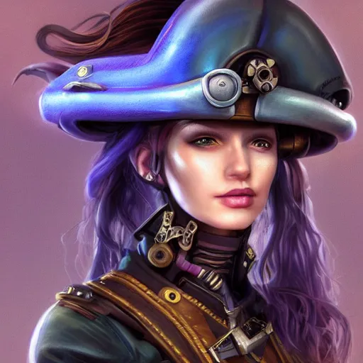 Image similar to beautiful futuristic young woman as a steampunk pirate captain, airship, thunderstorm, diffuse lighting, fantasy, intricate, highly detailed, lifelike, photorealistic, digital painting, artstation, illustration, concept art, smooth, sharp focus