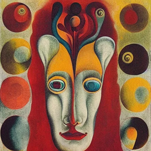 Image similar to floral face portrait by leonetto cappiello and wojciech siudmak and ernst fuchs, anni albers, oil on canvas