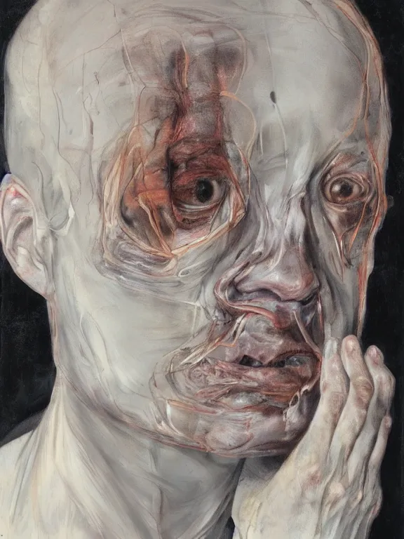 Prompt: ghostly head, portrait by jenny saville