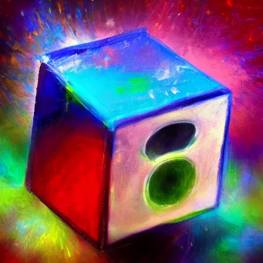 Image similar to beautiful impressionist painting of companion - cube