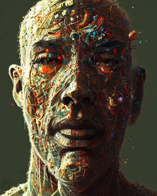 Image similar to portrait of cheeseman, intricate abstract. intricate artwork, by tooth wu, wlop, beeple, dan mumford. concept art, octane render, trending on artstation, greg rutkowski very coherent symmetrical artwork. cinematic, key art, hyper realism, high detail, octane render, 8 k, iridescent accents