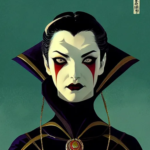 Prompt: beautiful vampire queen, symmetrical face, evil, portrait, cinematic, dramatic, powerful, super detailed and intricate, by koson ohara, by darwyn cooke, by greg rutkowski, by satoshi kon