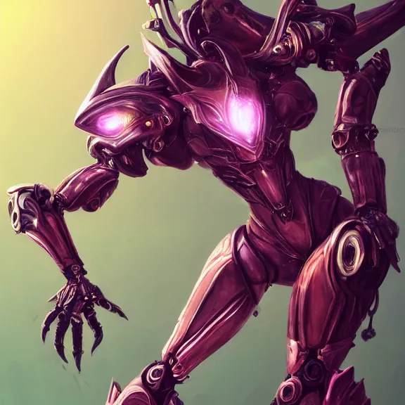 Image similar to highly detailed exquisite fanart, of a beautiful female warframe, but as an anthropomorphic robot dragon, sitting regally on a soft green sofa, with robot dragon head, shining reflective off-white plated armor, bright Fuchsia skin, full body shot, epic cinematic shot, realistic, professional digital art, high end digital art, DeviantArt, artstation, Furaffinity, 8k HD render, epic lighting, depth of field