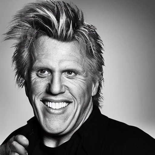 Prompt: studio portrait of gary busey merged with a giant foot