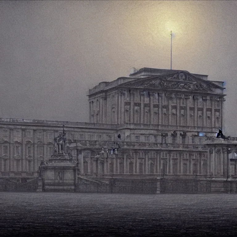 Image similar to solidity and eternity buckingham palace, lovecraft, concept art by beksinski and jean delville, dramatic lighting, ultra hd, hdr, 8 k