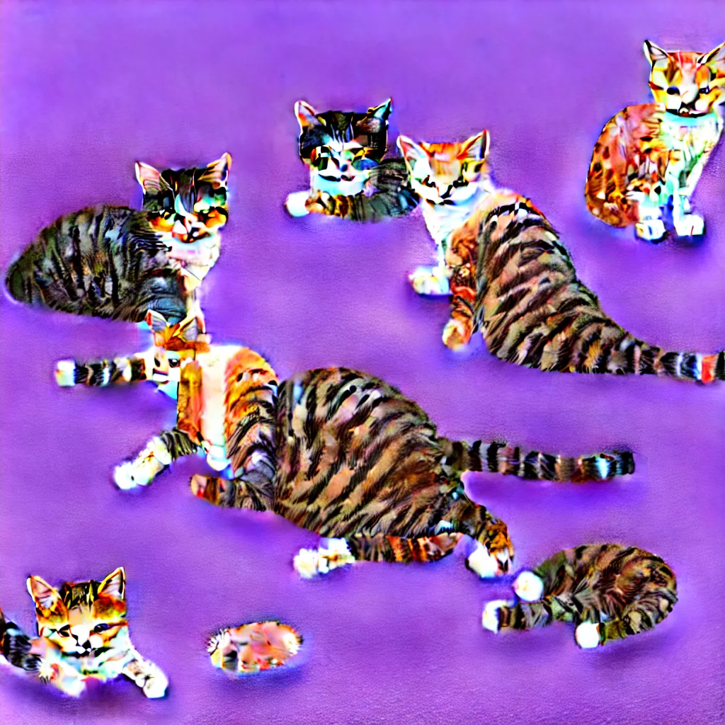 Prompt: cats on a purple beach, 4k resolution, 8k resolution, Detailed, Very Detailed, Highly Detailed, Extremely Detailed, Intricate Details, Real, kodak gold 200,