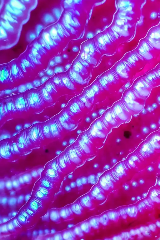 Prompt: high quality macro photo pearlescent gelatinous worms! gorgeous highly detailed hannah yata elson peter cinematic pink lighting high quality low angle hd 8k sharp shallow depth of field