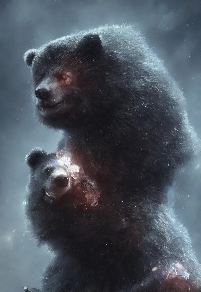 Image similar to a small crystal bear trinket by greg rutkowski, sung choi, mitchell mohrhauser, maciej kuciara, johnson ting, maxim verehin, peter konig, bloodborne, 8 k photorealistic, cinematic lighting, hd, high details, dramatic, dark atmosphere, trending on artstation