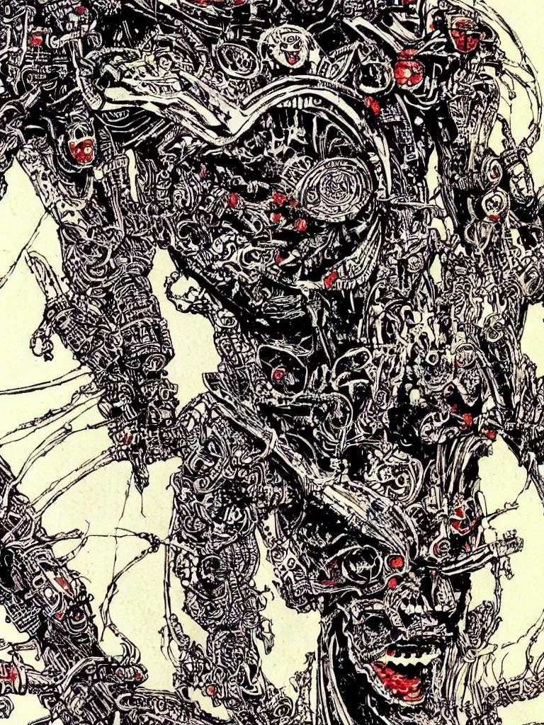 Prompt: Close up detail of Shibu by Philippe Druillet