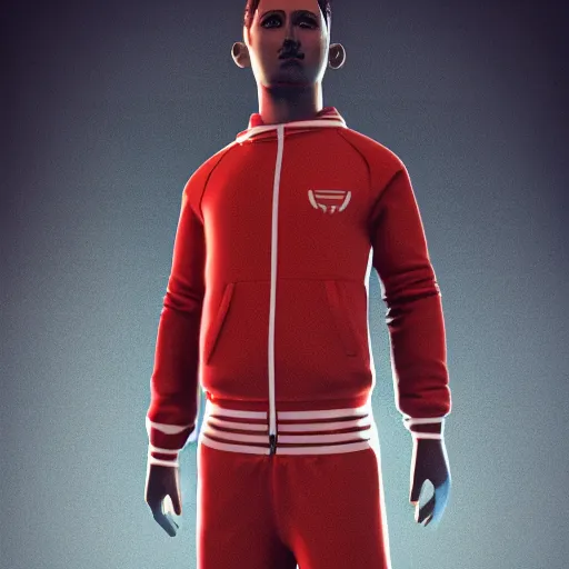 Image similar to among us ( videogame ) funny character with adidas tracksuit, 8 k, octane render, blender, artstation