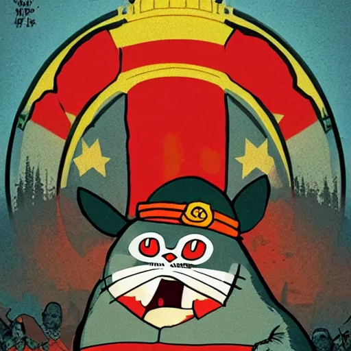 Image similar to very very very very very beautiful picture of communist russian Totoro,