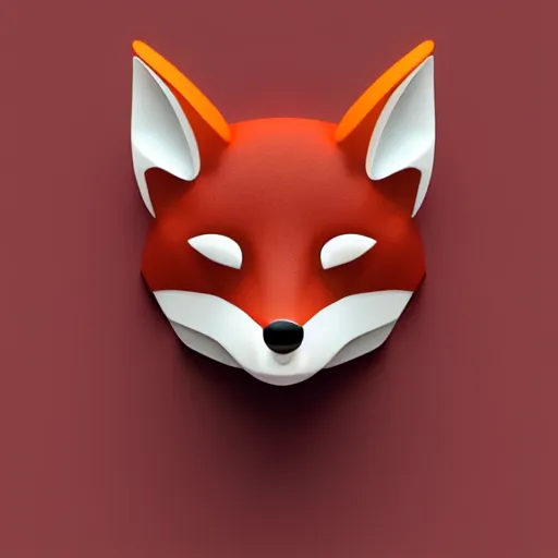 Image similar to an abstract, simplified icon depicting a fox's head, white background, elegant, award-winning, clever, render, blender, 3d, high quality, app, ios