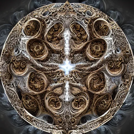 Prompt: a beautiful soap carving of a sprawling intricate fractal populated by mandelbrot fractals by android jones, unreal engine, octane render, carving, sculpture, volumetric lighting, dynamic lighting, dramatic lighting, high contrast, concept art, carved marble, opalescent, sacred geometry, religious, magic realism, catholicpunk, stark, trending on artstation