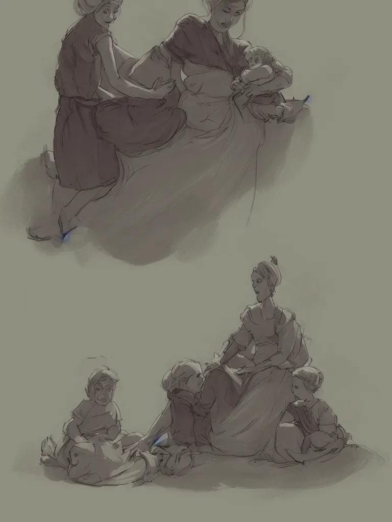 Prompt: mother by Disney Concept Artists, blunt borders, rule of thirds