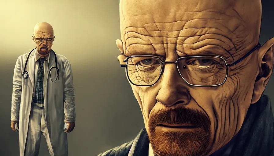 Prompt: Walter White as Doctor Who, hyperdetailed, artstation, cgsociety, 8k