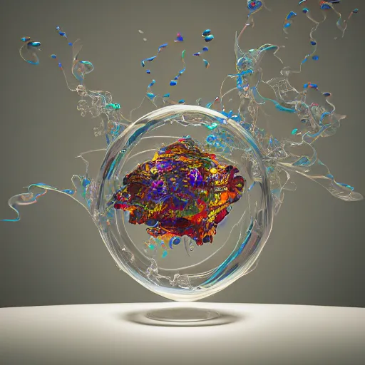 Prompt: digital illustration of chaos within glass that is based on pi, highly detailed, 3 d, 4 k, intricate, elaborate, casting shadows, highlights, iridescent, unreal 5, octane render, sharp focus, volumetric lightning, cinematic, ultra realistic, hyperrealism, photorealism, smooth render,