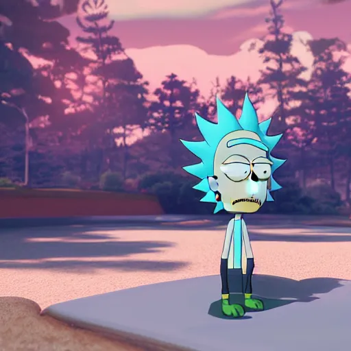 Image similar to rick from rick and morty render photorealistic unreal engine photorealistic ultra - realistic adultswim by minimalist alexandre touguet