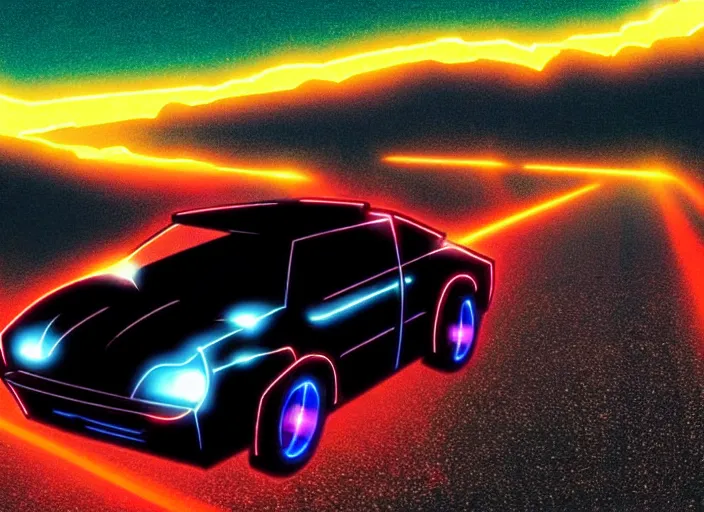 Image similar to knight rider, daft punk electroma movie, synthwave style, sea of technology