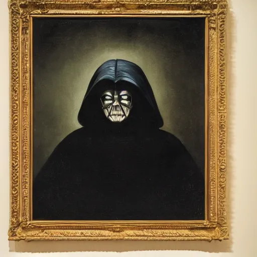 Prompt: portrait of a emperor palpatine from'star wars'in the style of rembrandt, oil on canvas, 1 6 4 0, rijksmuseum