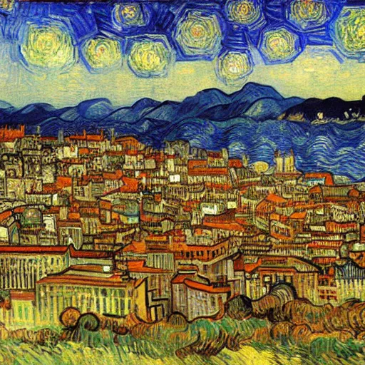 Image similar to city of genova by van gogh