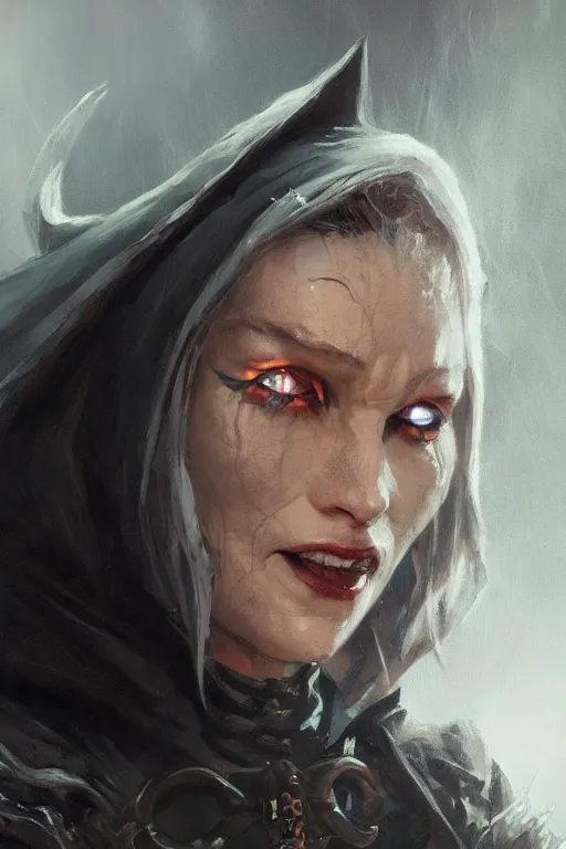 Image similar to dungeons and dragons evil witch character closeup portrait, dramatic light, dungeon background, 2 0 0 mm focal length, painted by stanley lau, painted by greg rutkowski, painted by stanley artgerm, digital art, trending on artstation