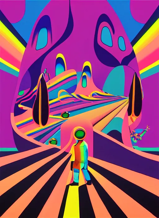 Prompt: tame impala cover by shusei nagaoka, kaws, david rudnick, airbrush on canvas, pastell colours, cell shaded, 8 k