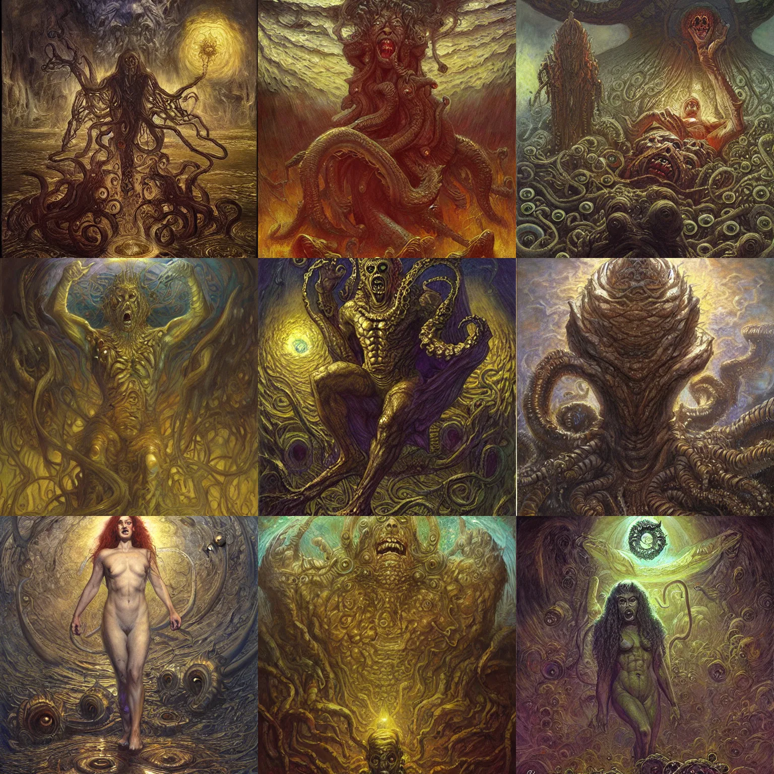 Prompt: elder god awakening, horror painting by donato giancola, dore, ilya repin, hp lovecraft, artgerm, trending on artstation