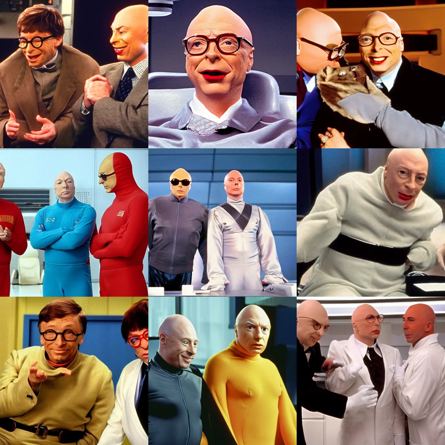 Prompt: bill gates replacing mike myers as dr. evil in a still photo from'austin powers in goldmember'