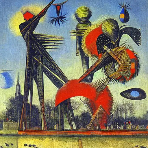 Prompt: nuremberrg, painting by by max ernst, colour