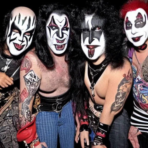 Image similar to The band KISS if they all became Juggalos