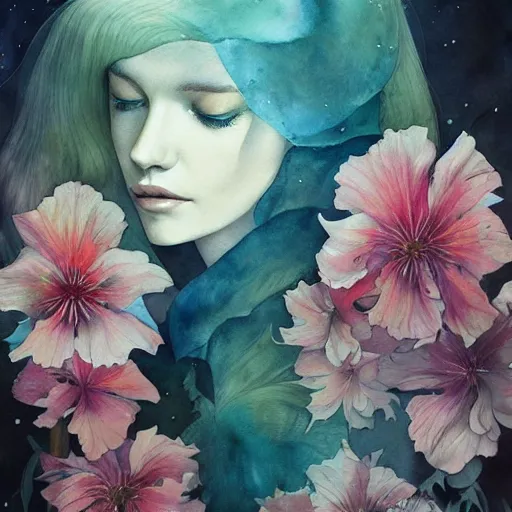 Image similar to watercolor illustration of a serene landscape by anna dittmann, by marco mazzoni, by stephanie law,