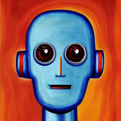 Painting of a robot that has feelings in the style of stable
