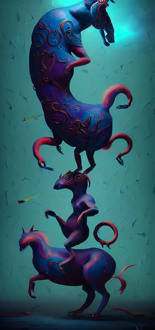 Image similar to strange mythical beasts of whimsy, surreal dark uncanny painting by ronny khalil