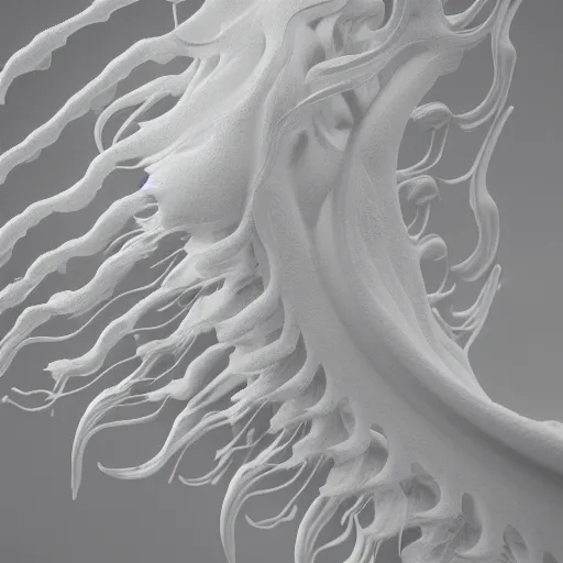 Image similar to museum of intricate details made of white whispy forms, 8 k, octane render