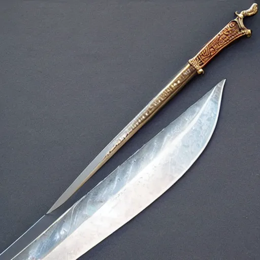 Prompt: A beautiful and realistic sword,dazzling gem in the hilt,fantasy,masterwork,good lighting