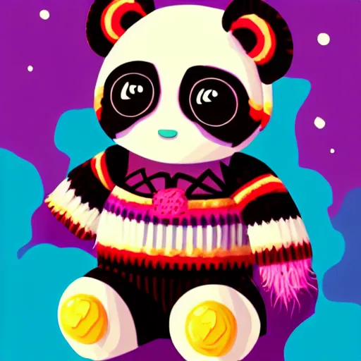 Image similar to knit candypunk panda, high - quality, character design : : 2 beautiful lighting, magicpunk, dollpunk, 1 6 k, oled