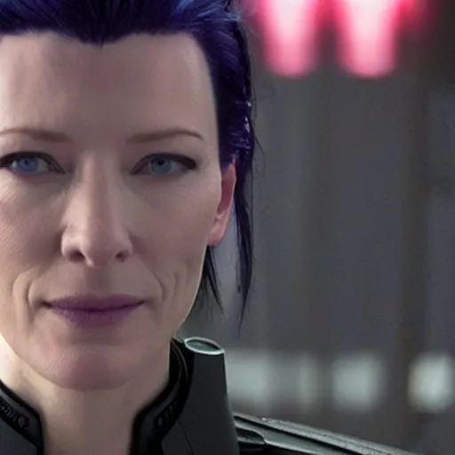 Prompt: cate blanchett as major kusanagi from ghost in the shell