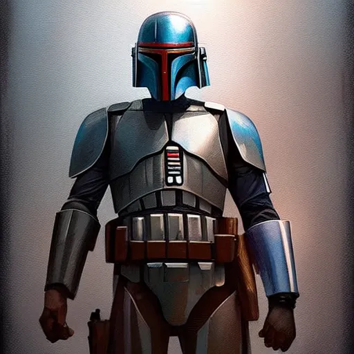 Image similar to portrait of a man by greg rutkowski, jango fett ii, samoan features, straight black hair, tall and strong, father figure vibes, star wars expanded universe, she is about 6 0 years old, wearing tactical gear, digital painting, artstation, concept art, smooth, sharp foccus ilustration, artstation hq