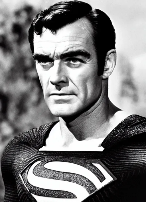 Image similar to film still of Sean Connery as Superman in Superman, 4k