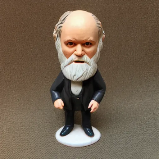 Image similar to charles darwin bobble head toy realistic 3 5 mm