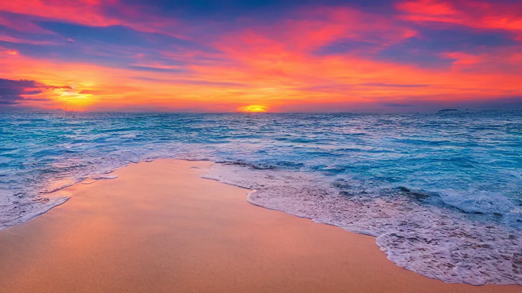 Image similar to A beach with a beautiful sunset