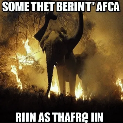 Image similar to someone didn't bless the rains down in africa, therefore setting africa on fire