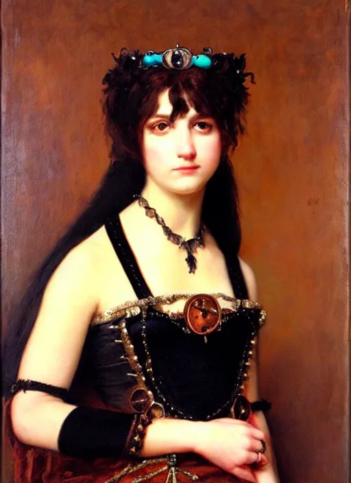 Image similar to ( ( gothic # ) ) princess portrait *. *. by william henry hunt * *, highly detailded, turquoise rust, steampunk