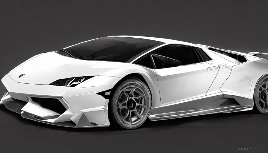 Prompt: concept art of white rollcage lamborghini, hyperdetailed, artstation, cgsociety, 8 k